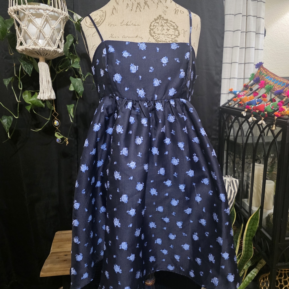 Storia Dark Blue Mini Dress with Light Blue Floral Baby Doll